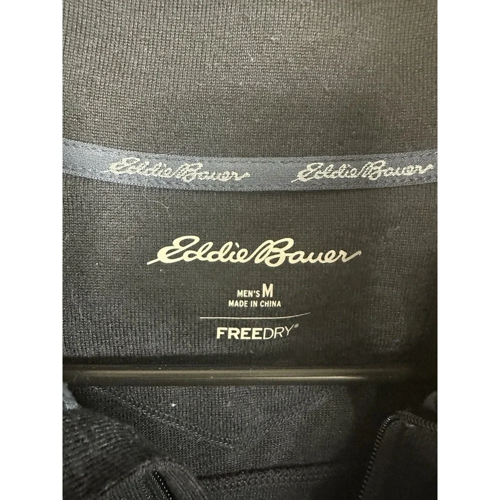 Eddie Bauer MEDIUM Mens 1/4 Zip Pullover Fleece Heather Navy Blue Outdoor Layers